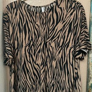 Elegant Zebra Print Short Sleeve Blouse